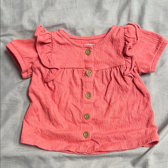 Carter's Coral Pink Ruffle Button Baby Matching Set - Picture 2 of 6